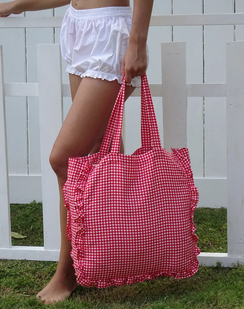 Brie Frill Tote Bag in Red Gingham sold by Motel Rocks product image thumbnail 2