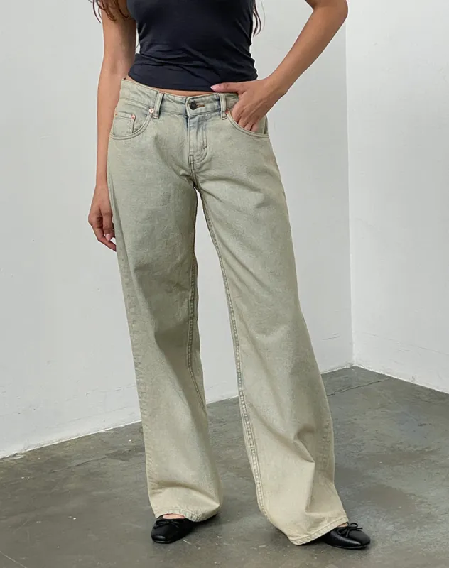 Low Rise Roomy Jeans in Desert Sand Wash sold by Motel Rocks