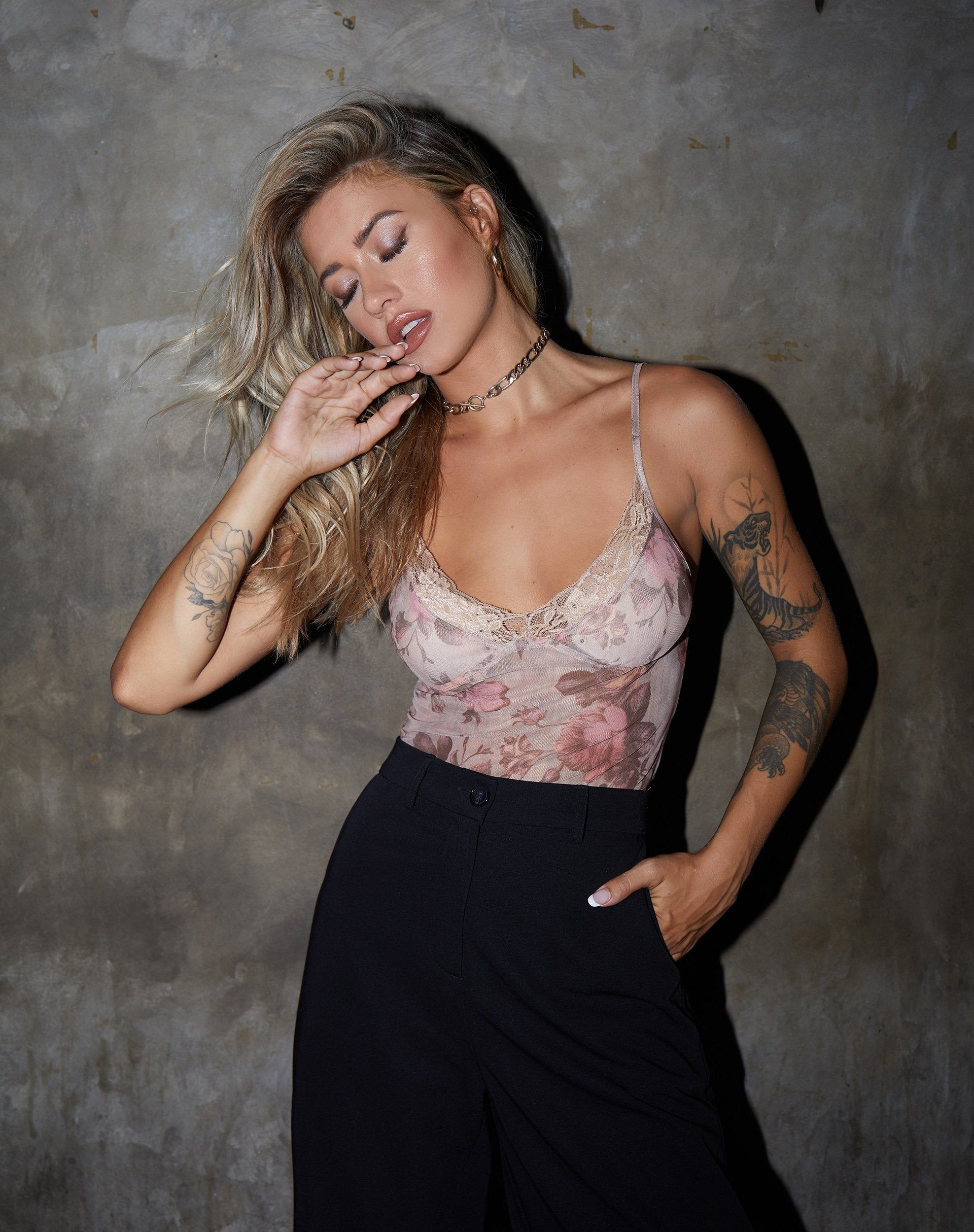 Yenika Crop Top in Mesh Peach Bloom sold by Motel Rocks product image thumbnail 2