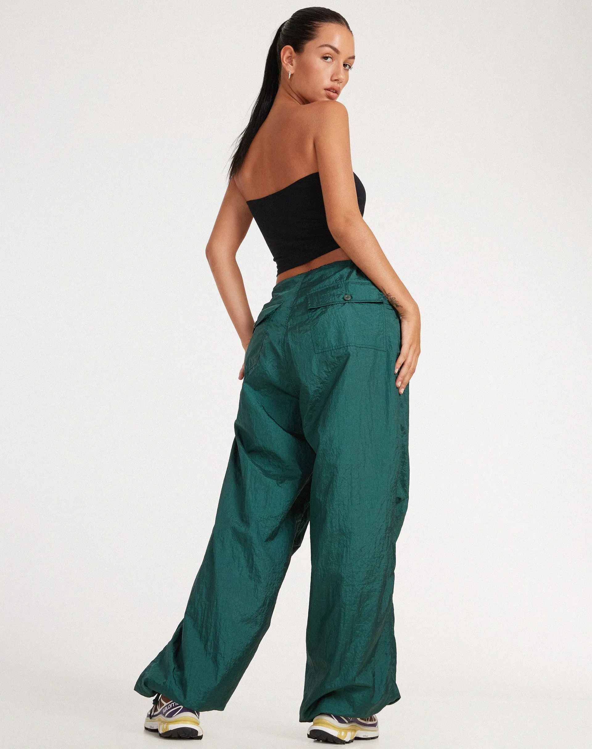 Chute Trouser in Parachute Bottle Green sold by Motel Rocks product image thumbnail 3