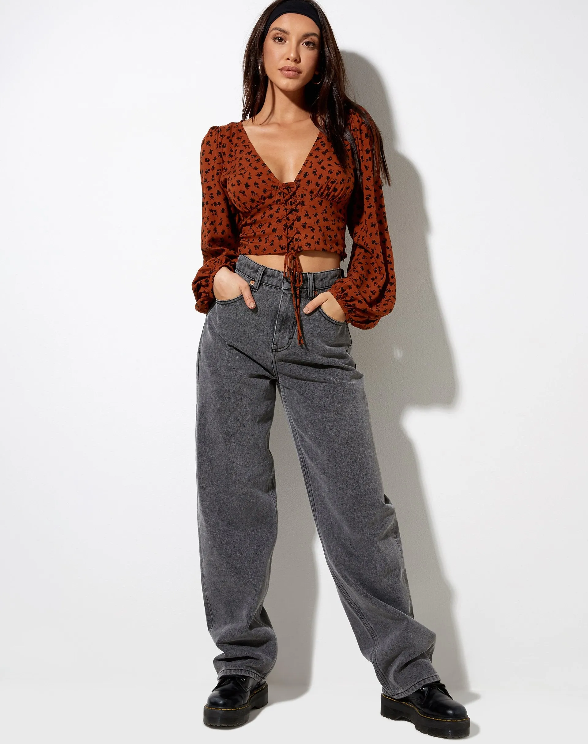 Romina Top in Dainty Daisy Bombay Brown sold by Motel Rocks product image thumbnail 3