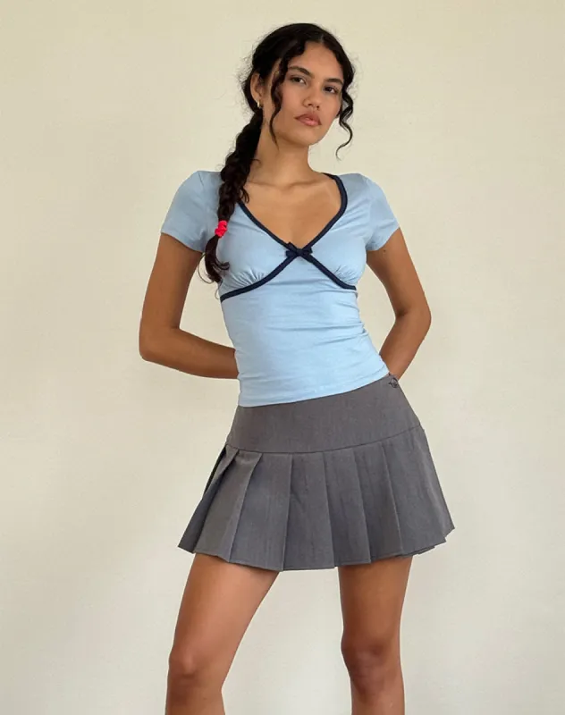 Tasina Top in Nantucket Blue with Navy Binding sold by Motel Rocks