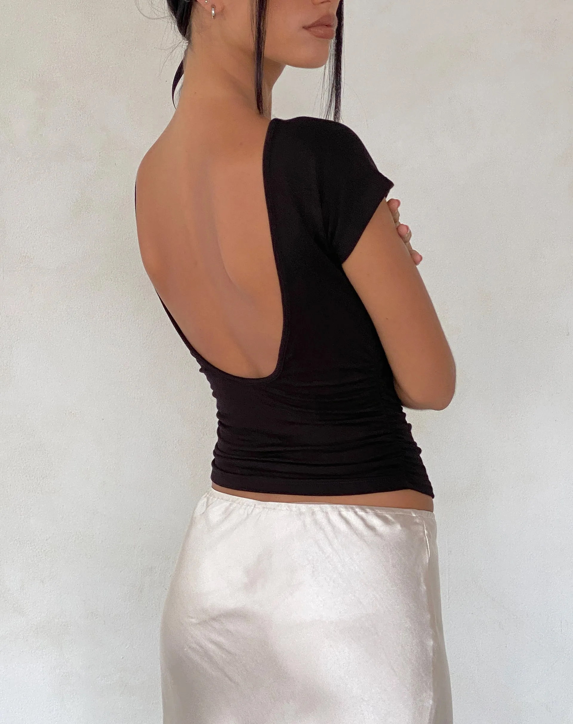 Xareni Ruched Backless Top in Black sold by Motel Rocks product image thumbnail 4