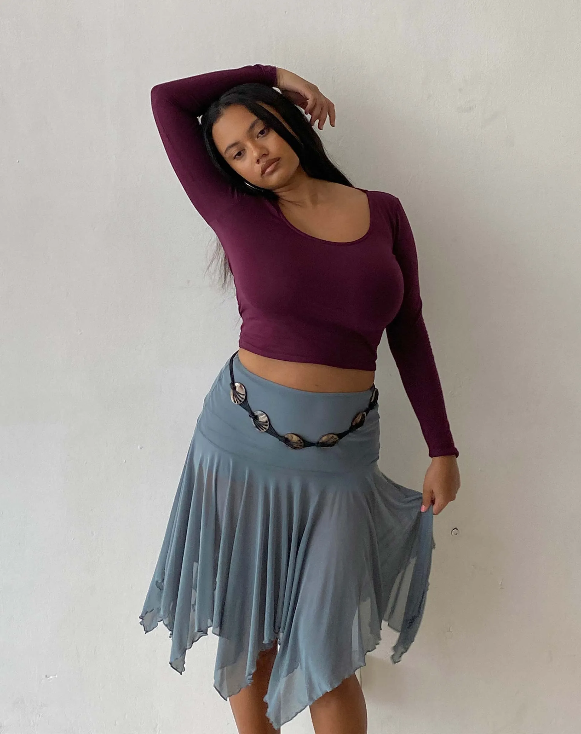 Bonlo Long Sleeve Top in Fig sold by Motel Rocks