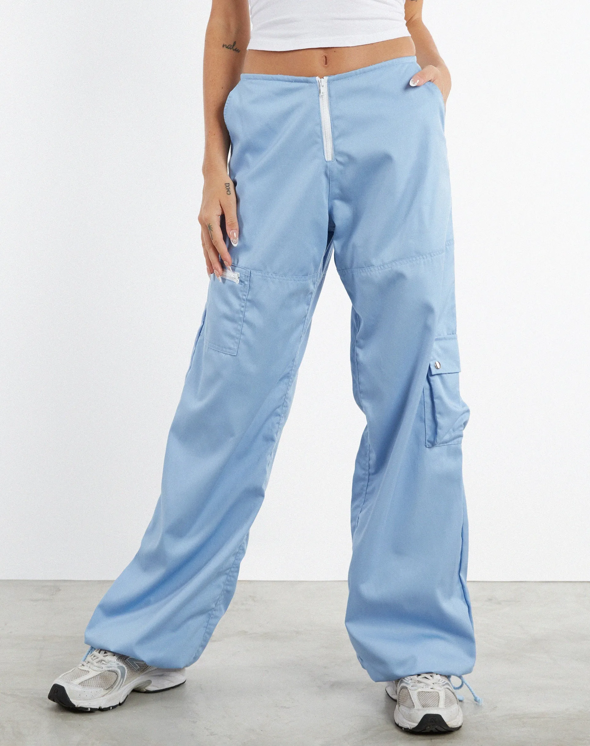 Xander Cargo Trouser in Cotton Drill Blue sold by Motel Rocks