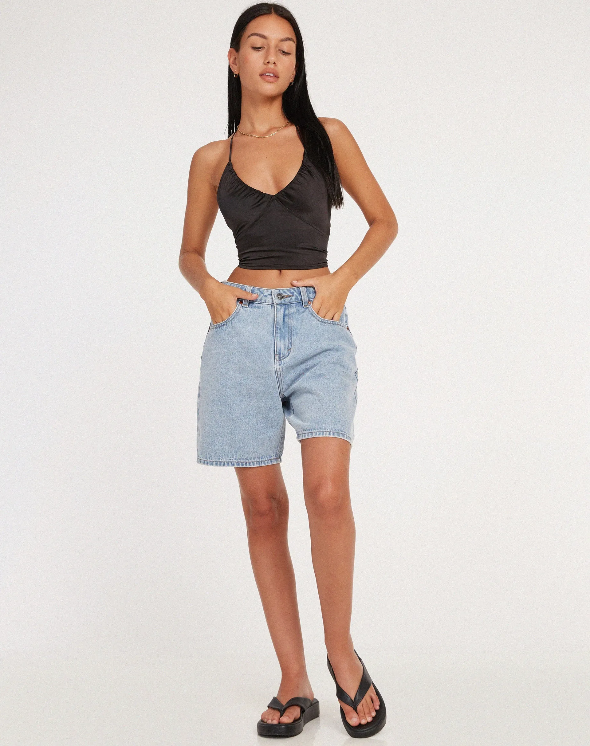 Haltri Crop Top in Satin Black sold by Motel Rocks product image thumbnail 3