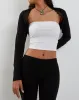 Avya Lace Trim Shrug Top in Lycra Lace Black sold by Motel Rocks