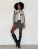 MOTEL X JACQUIE Oliver Zip Up Jacket in Grey PU with Dark Grey Stripe sold by Motel Rocks