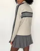 MOTEL X JACQUIE Oliver Zip Up Jacket in Grey PU with Dark Grey Stripe sold by Motel Rocks