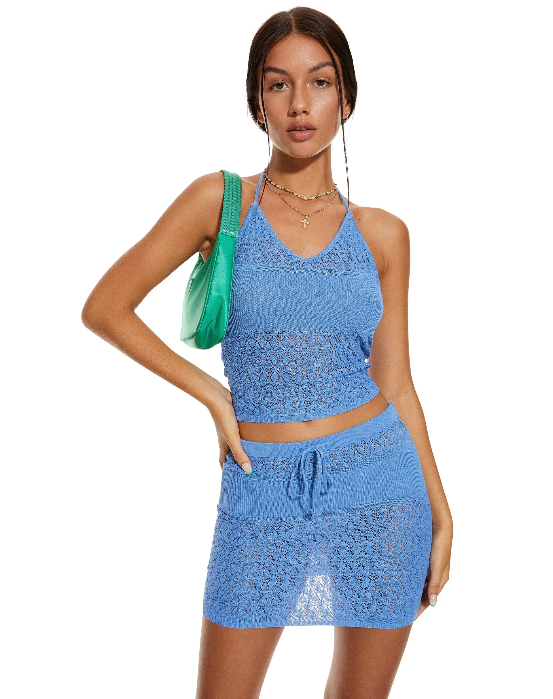 MOTEL X BARBARA Gatik Mini Skirt in Blue sold by Motel Rocks product image thumbnail 4