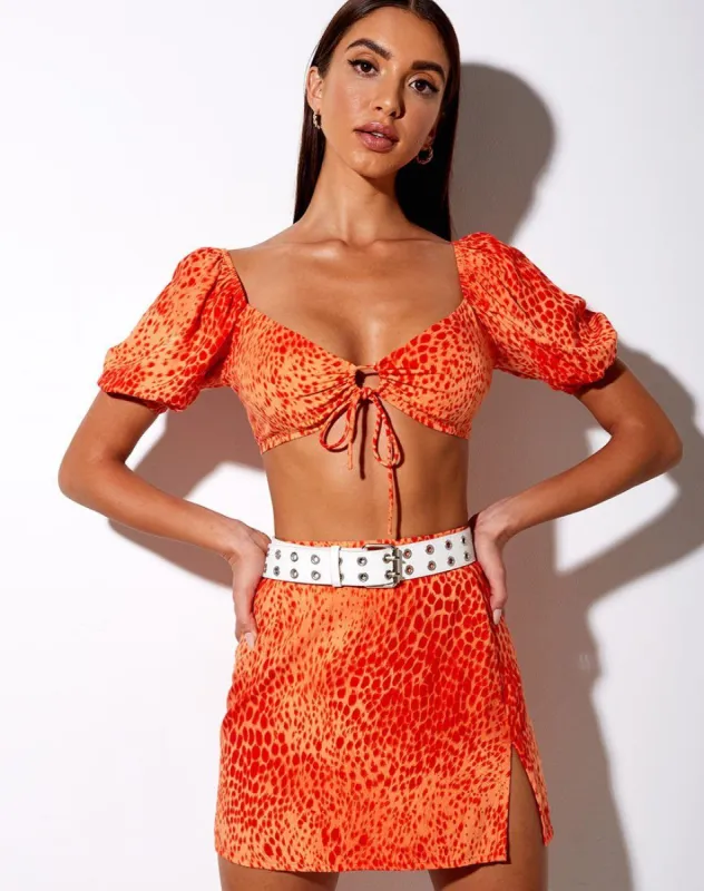 Sheny Mini Skirt in Gradient Cheetah Tangerine sold by Motel Rocks