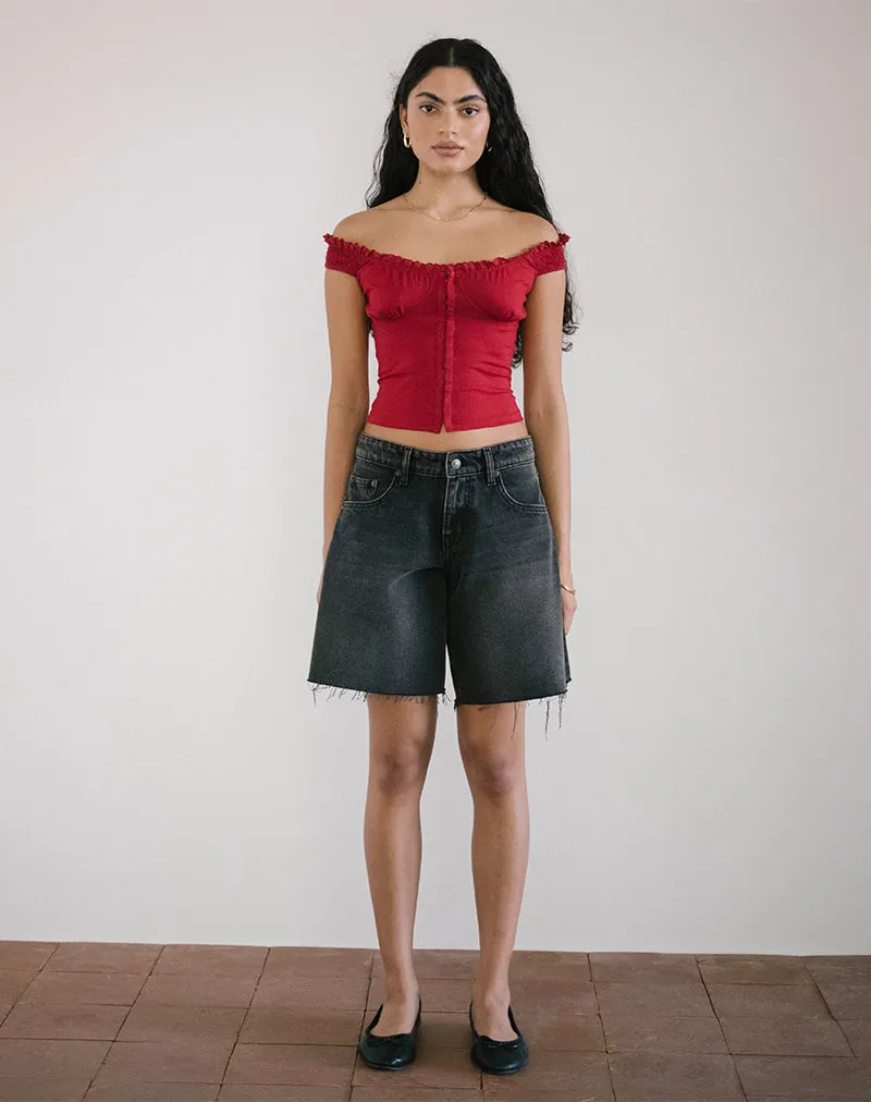 Dovica Lace Trim Corset Top in Adrenaline Red sold by Motel Rocks product image thumbnail 5