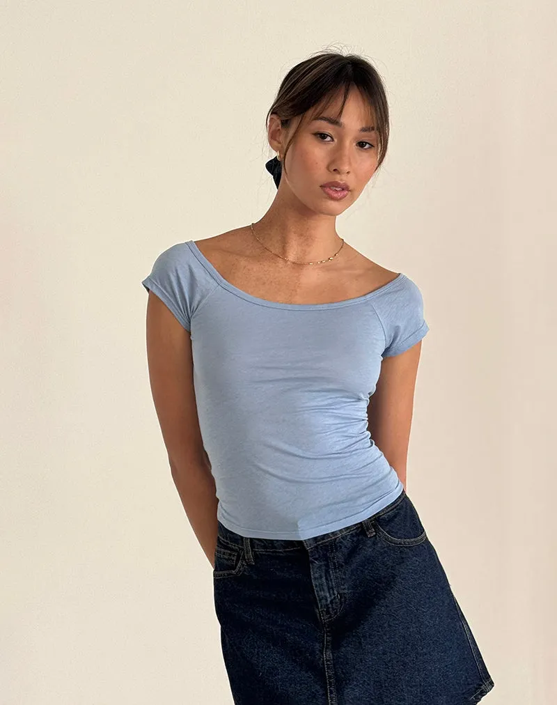 Charya Off Shoulder Top in Nantucket Blue sold by Motel Rocks product image thumbnail 5