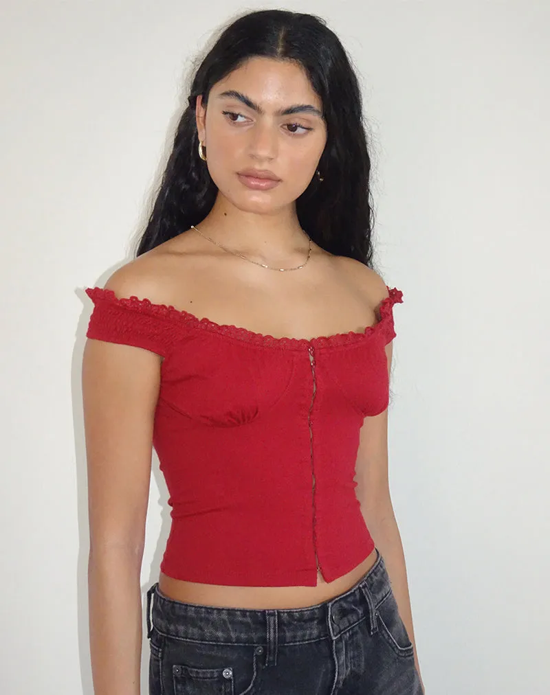 Dovica Lace Trim Corset Top in Adrenaline Red sold by Motel Rocks product image thumbnail 4
