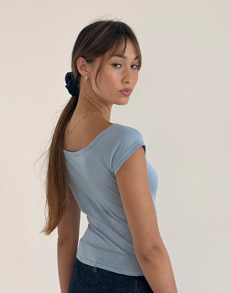 Charya Off Shoulder Top in Nantucket Blue sold by Motel Rocks product image thumbnail 4
