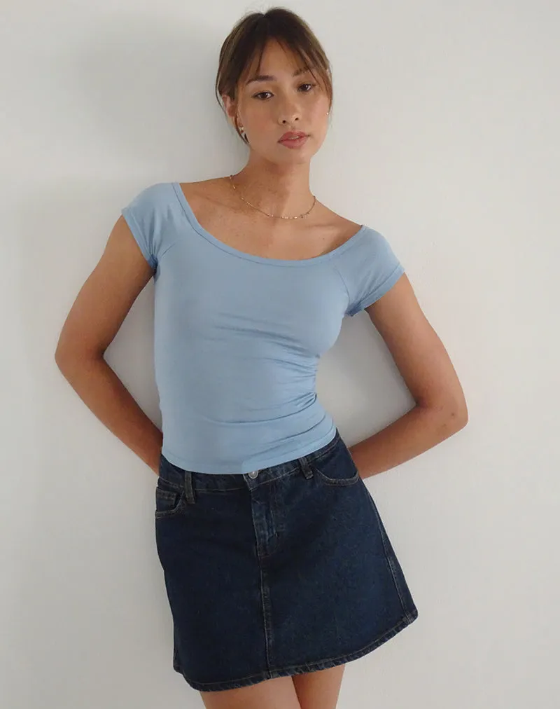 Charya Off Shoulder Top in Nantucket Blue sold by Motel Rocks product image thumbnail 3