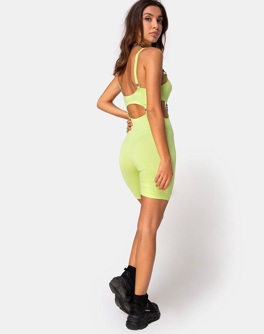 Jaso Cutout Unitard in Lime sold by Motel Rocks product image thumbnail 4