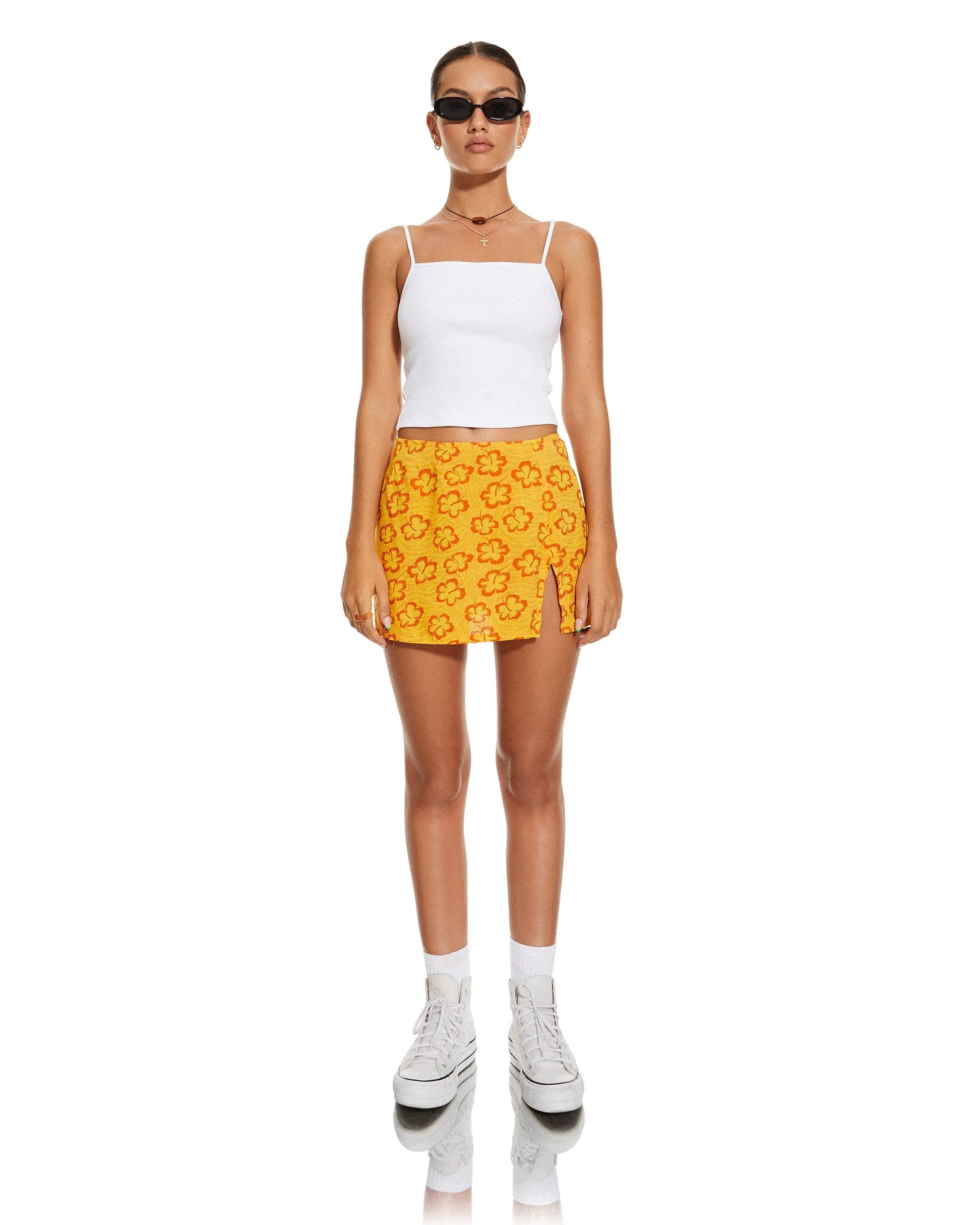 MOTEL X BARBARA Shema Mini Skirt in Hibiscus Zebra Orange sold by Motel Rocks product image thumbnail 3