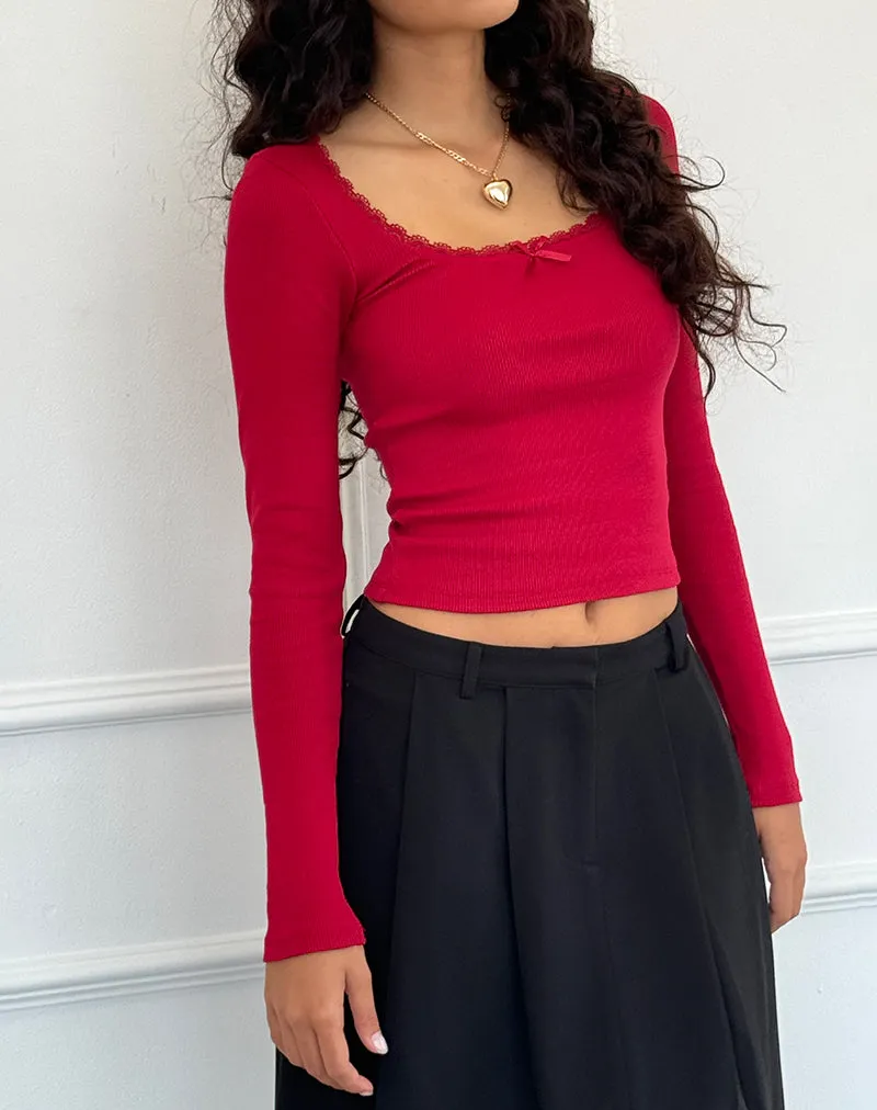 Bovita Long Sleeve Top in Adrenaline Red sold by Motel Rocks product image thumbnail 2