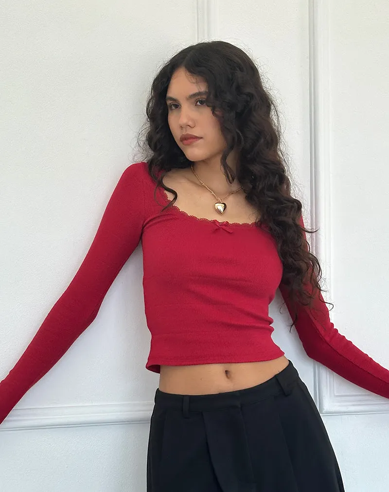 Bovita Long Sleeve Top in Adrenaline Red sold by Motel Rocks product image thumbnail 4