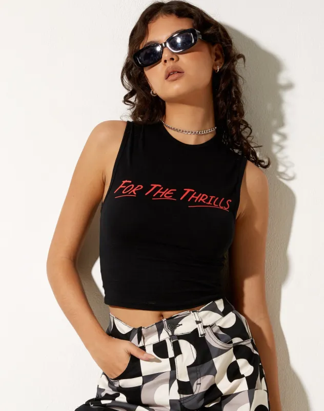Monlo Vest Top in Black For The Thrills sold by Motel Rocks