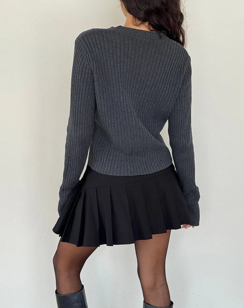 Samaya Knit Cardigan in Dark Charcoal sold by Motel Rocks product image thumbnail 3