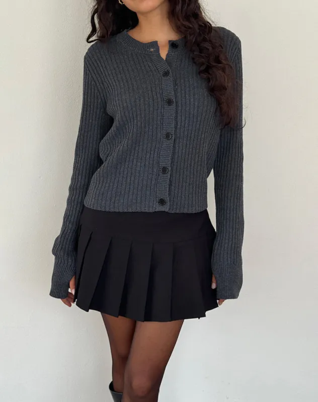 Samaya Knit Cardigan in Dark Charcoal sold by Motel Rocks