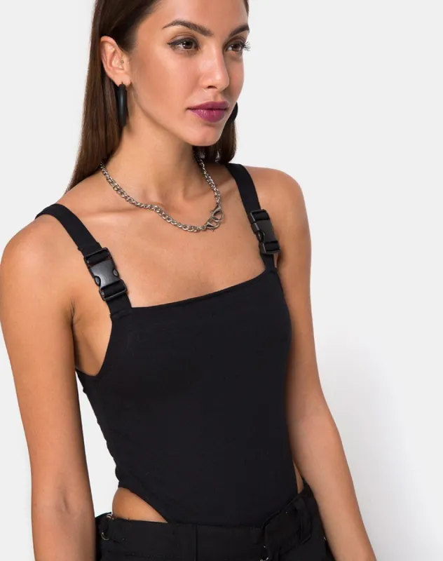 Limoc Bodice in Black Buckle sold by Motel Rocks