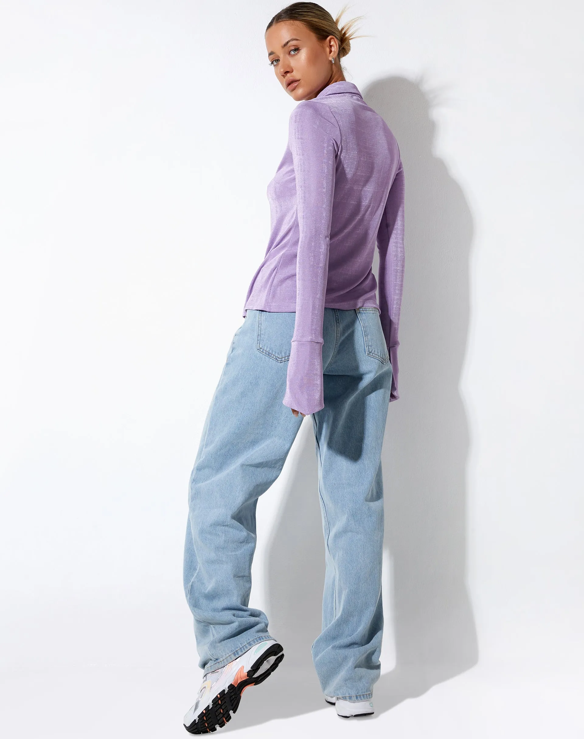 Keani Long Sleeve Shirt in Crepe Lavender sold by Motel Rocks product image thumbnail 4