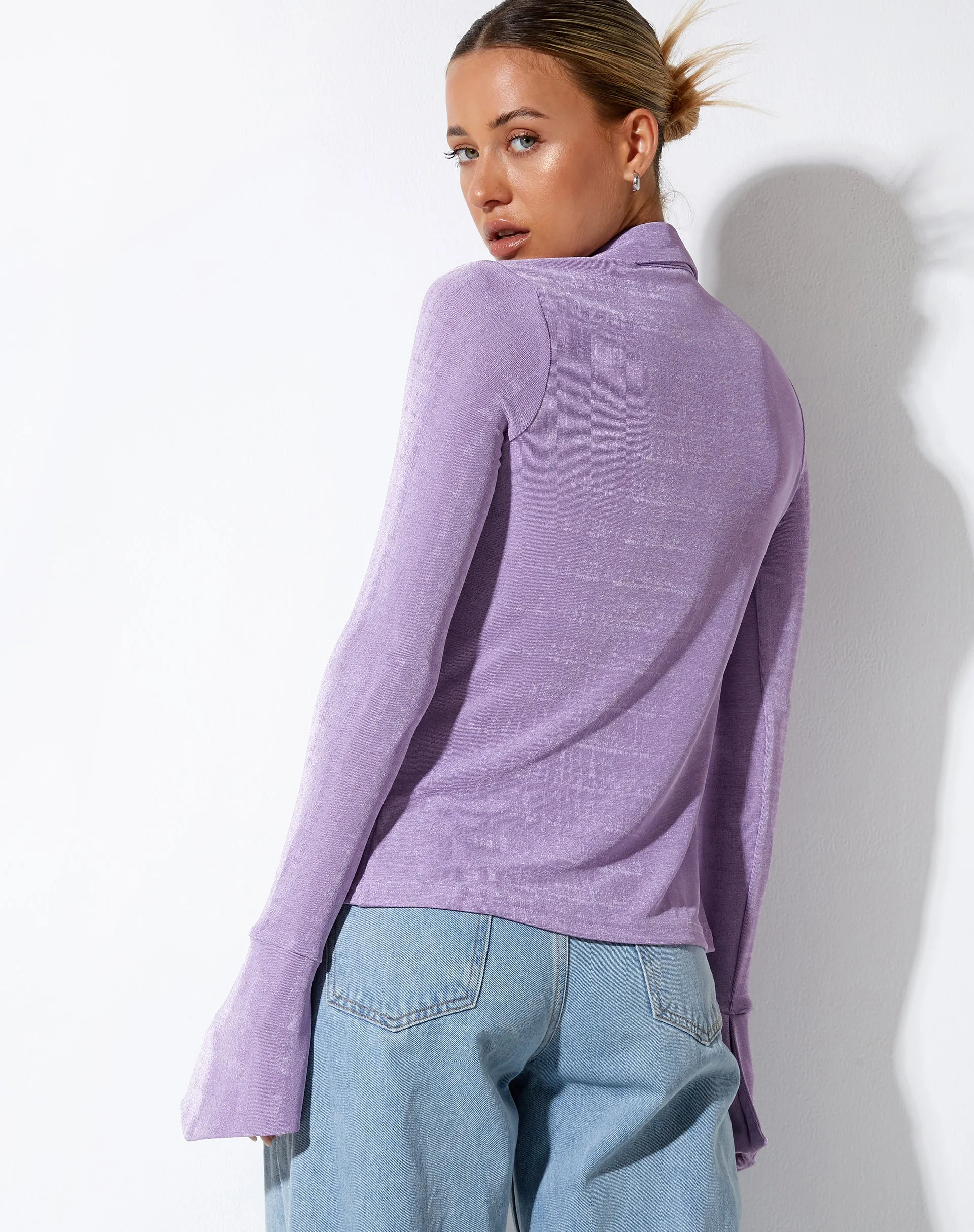 Keani Long Sleeve Shirt in Crepe Lavender sold by Motel Rocks product image thumbnail 2