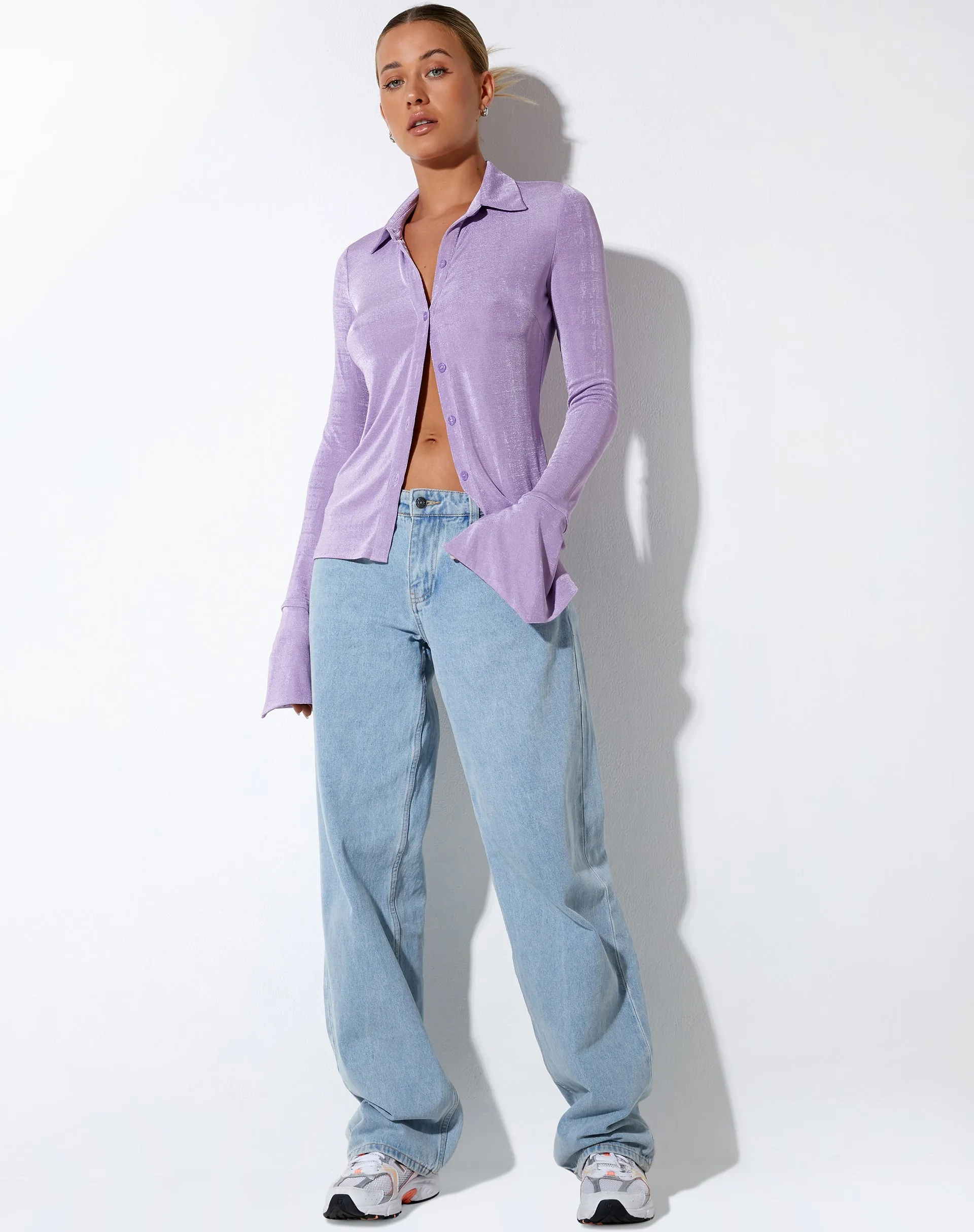 Keani Long Sleeve Shirt in Crepe Lavender sold by Motel Rocks product image thumbnail 3