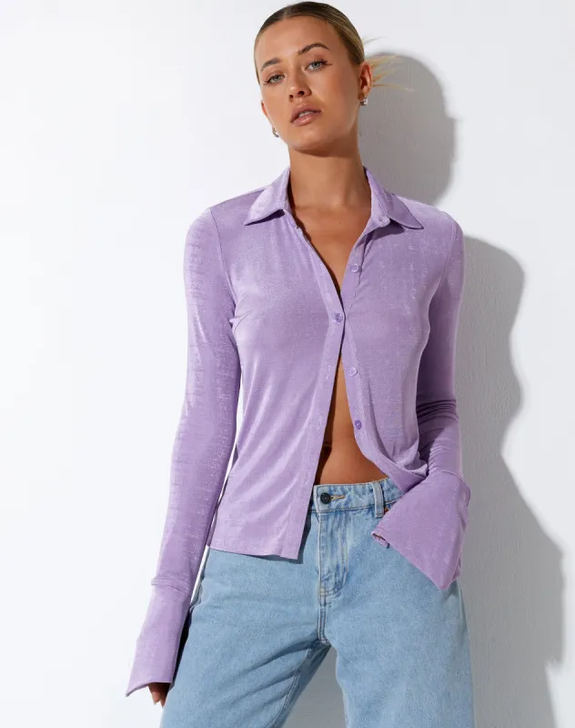 Keani Long Sleeve Shirt in Crepe Lavender made by Motel Rocks