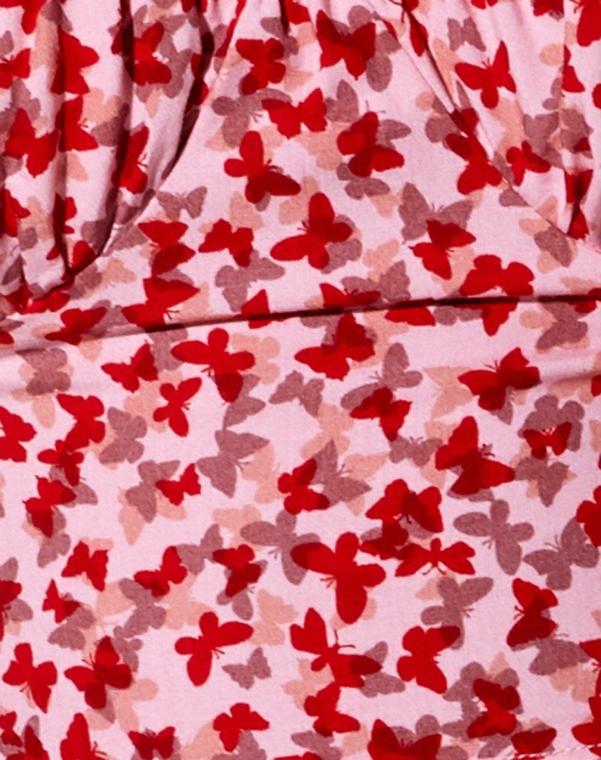 Gladis Vest Crop Top in Ditsy Butterfly Peach and Red sold by Motel Rocks product image thumbnail 5