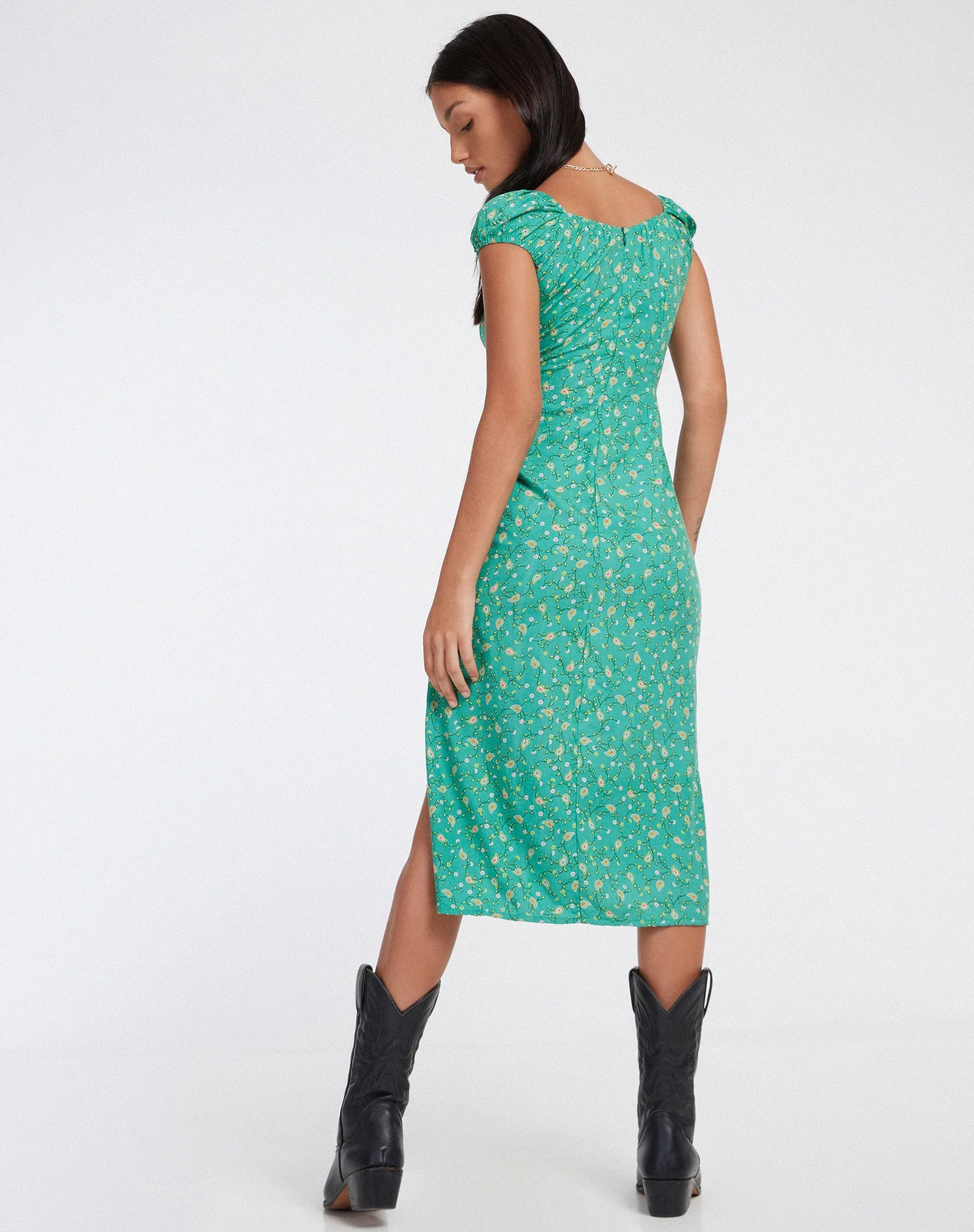 Lona Midi Dress in Paisley Fun Green sold by Motel Rocks product image thumbnail 5