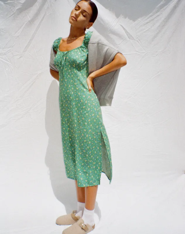 Lona Midi Dress in Paisley Fun Green sold by Motel Rocks
