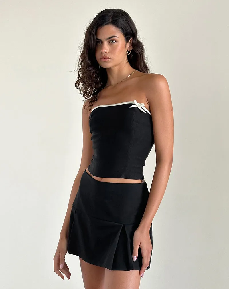 Matuha Bandeau Top in Black with Ivory Bow sold by Motel Rocks product image thumbnail 2