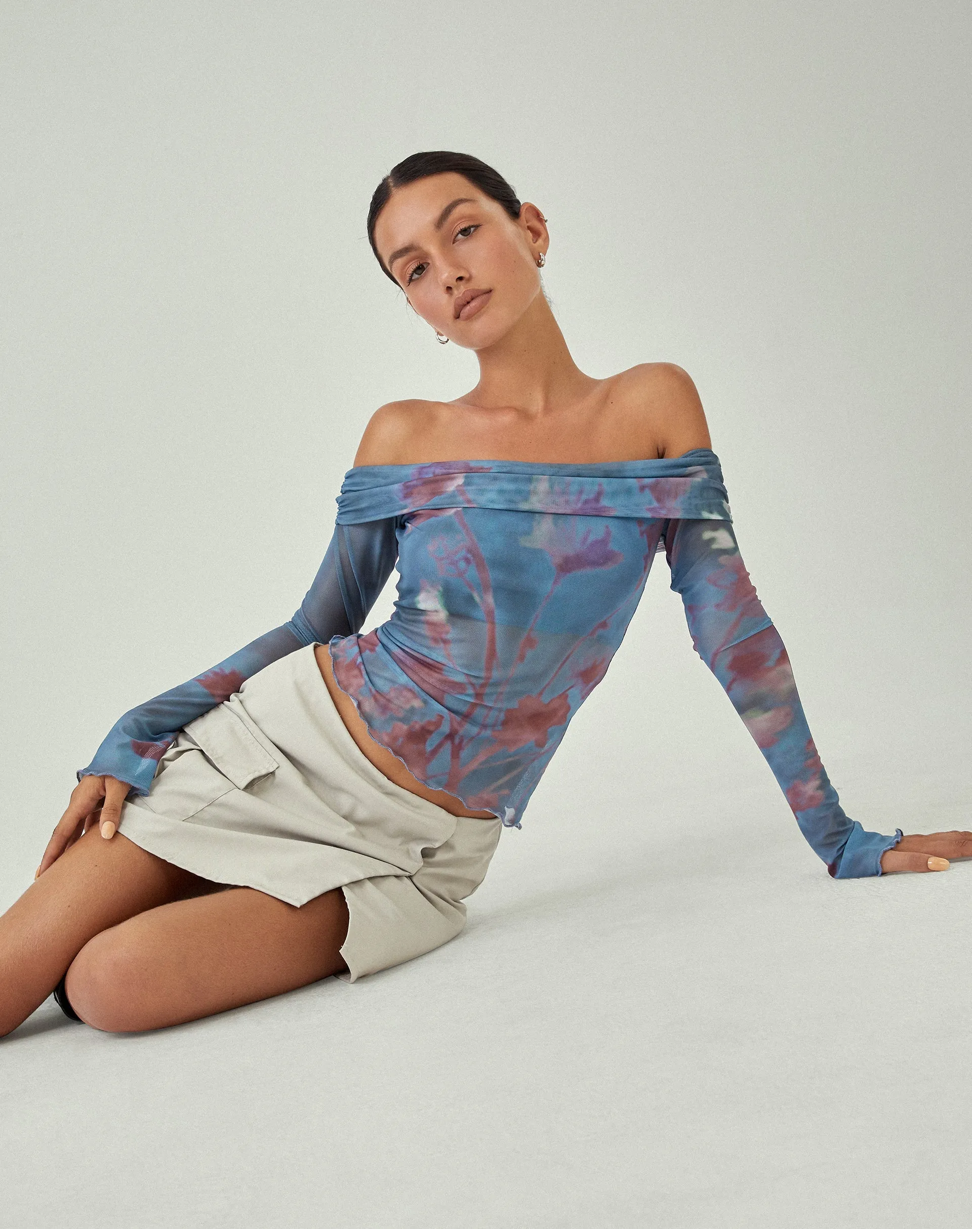 MOTEL X JACQUIE Nagya Long Sleeve Top in Lumen Mesh Blue sold by Motel Rocks product image thumbnail 2