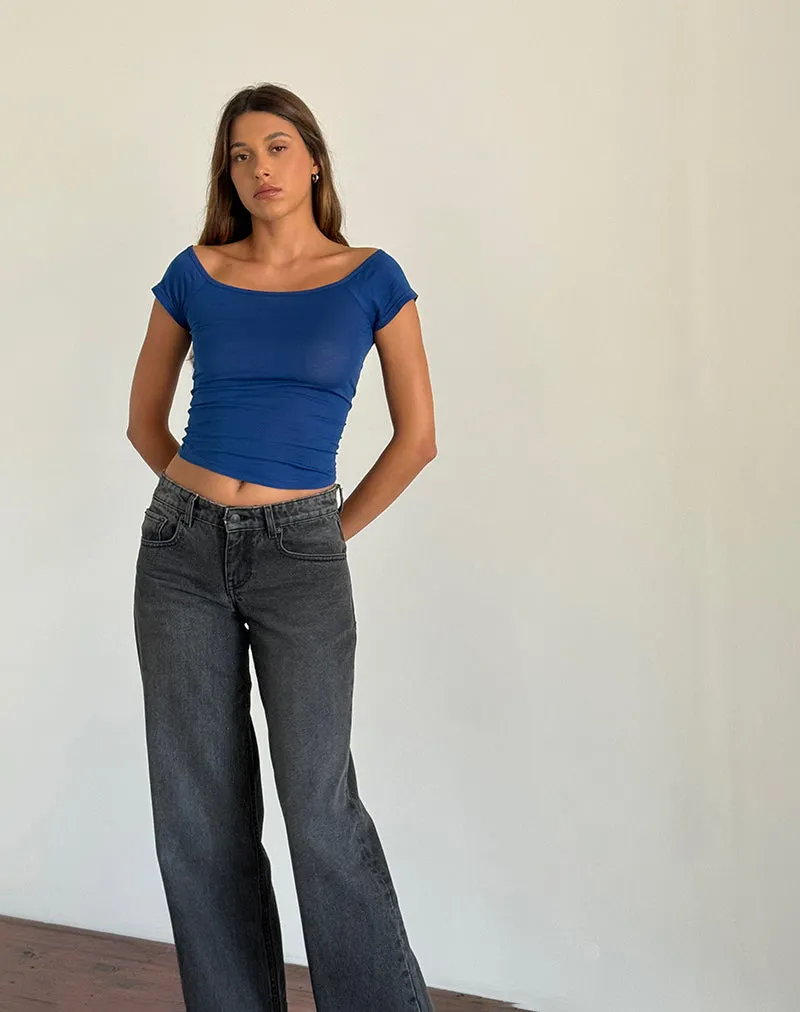 Charya Off The Shoulder Top in Dazzling Blue sold by Motel Rocks product image thumbnail 3