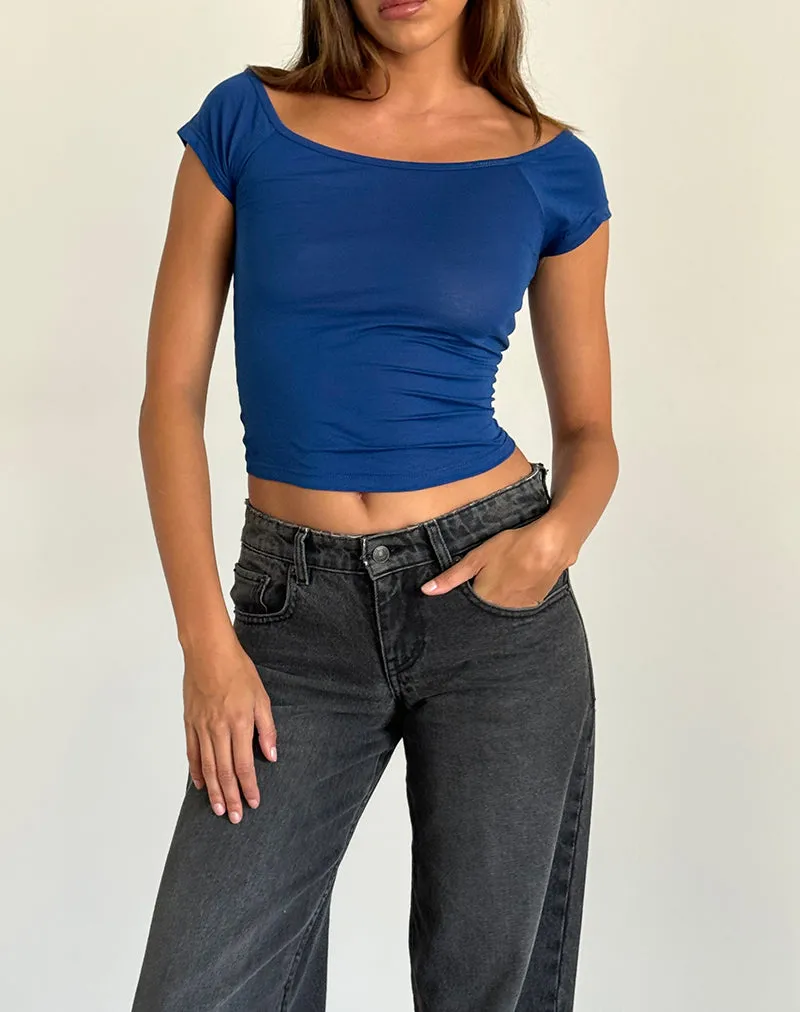 Charya Off The Shoulder Top in Dazzling Blue sold by Motel Rocks product image thumbnail 4