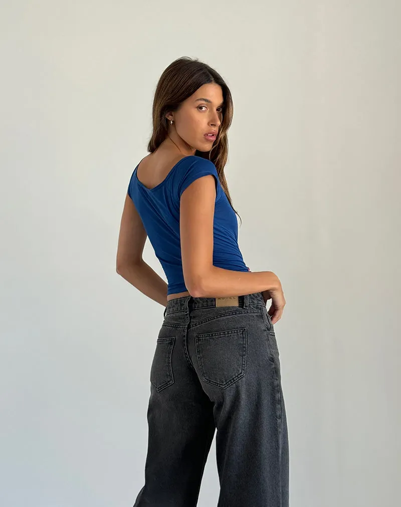 Charya Off The Shoulder Top in Dazzling Blue sold by Motel Rocks product image thumbnail 5