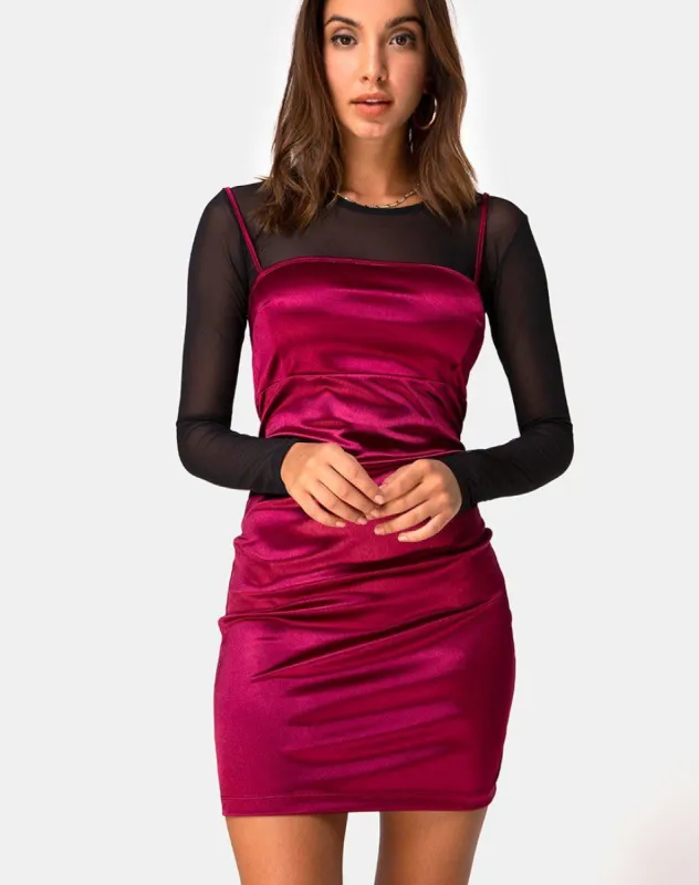 Cecile Slip Dress in Satin Burgundy sold by Motel Rocks