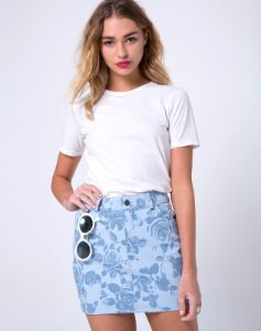 Mini Broomy Skirt in Sky Rose sold by Motel Rocks