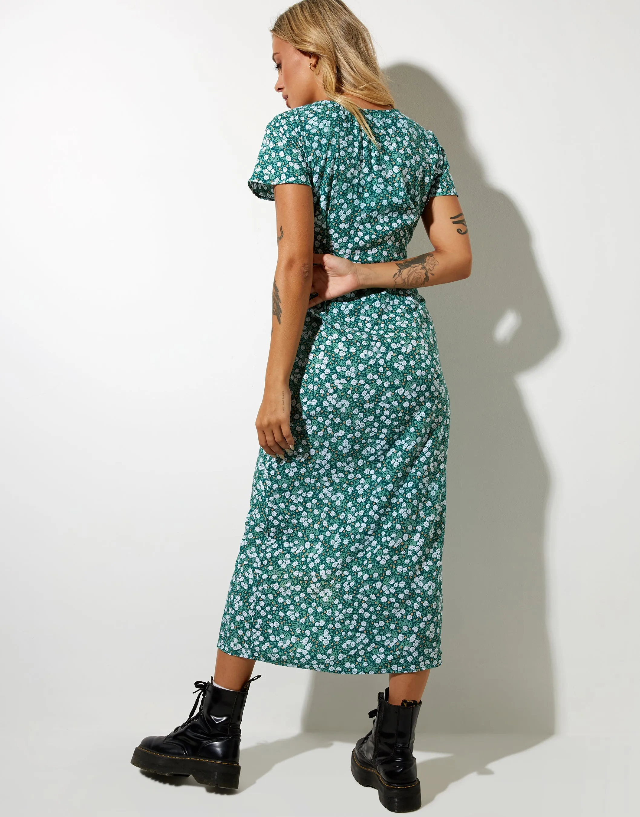 Larin Midi Dress in Floral Field Green sold by Motel Rocks product image thumbnail 5