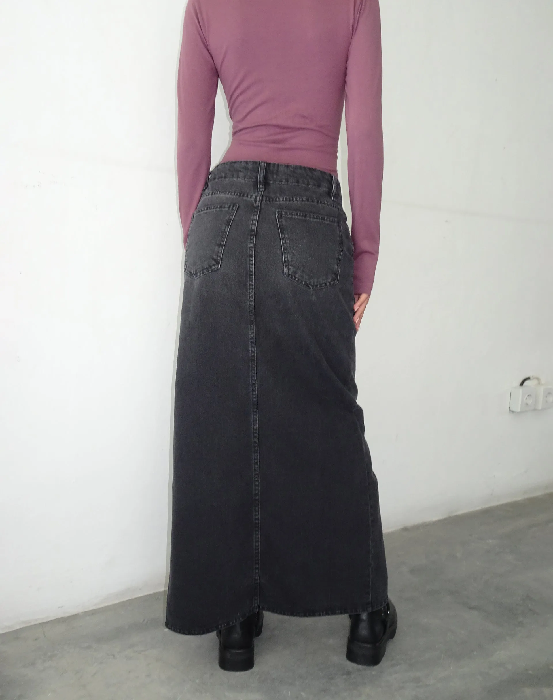 Low Rise Denim Maxi Skirt in Vintage Black sold by Motel Rocks product image thumbnail 5