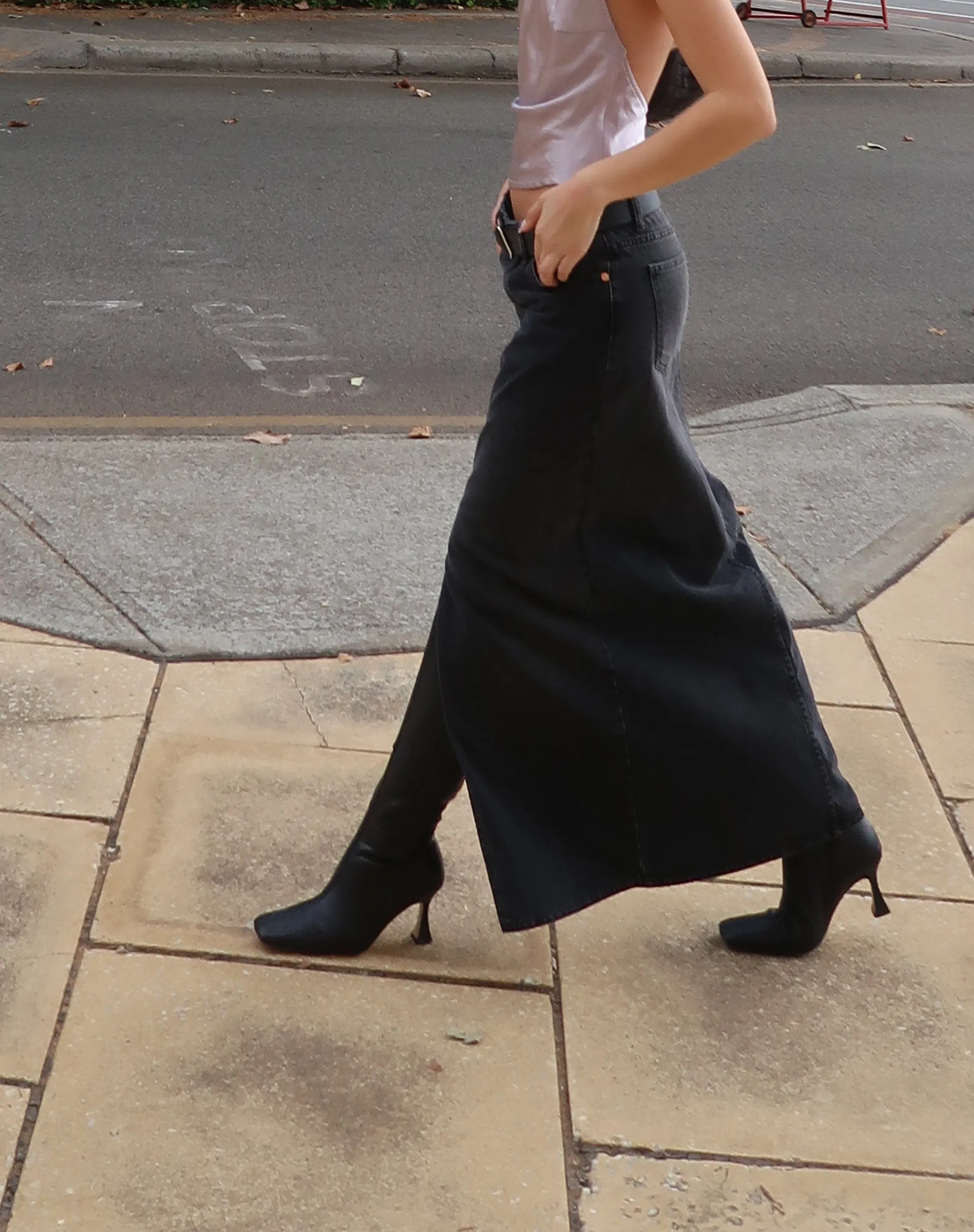 Low Rise Denim Maxi Skirt in Vintage Black sold by Motel Rocks product image thumbnail 3