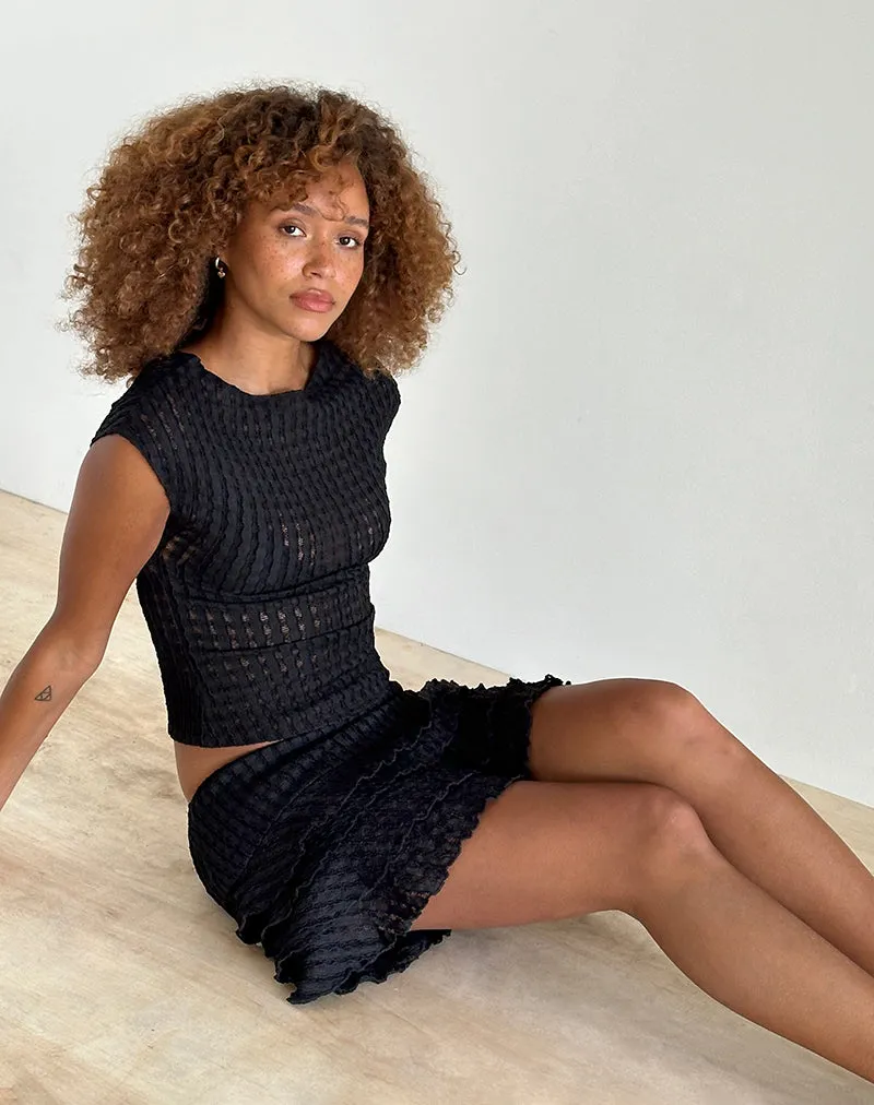 Nova Top in Crinkle Jet Black sold by Motel Rocks