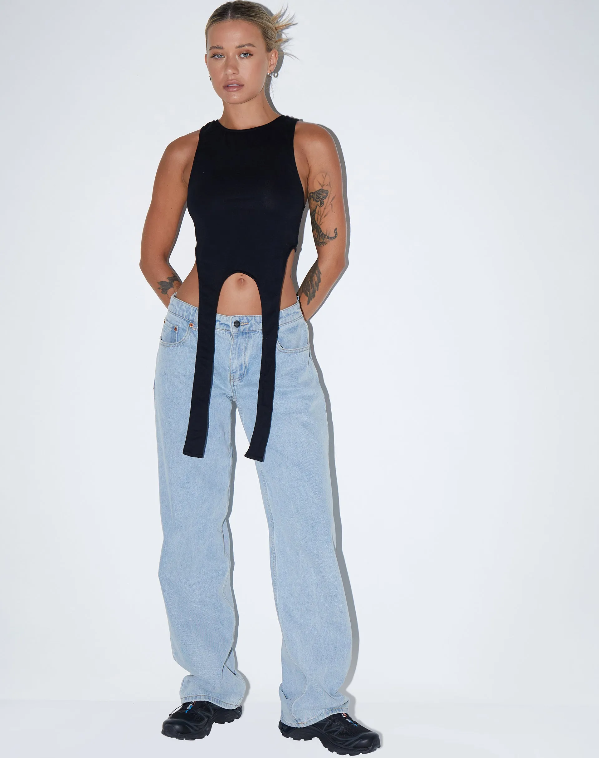 Ursula Vest Top in Lycra Black sold by Motel Rocks product image thumbnail 3