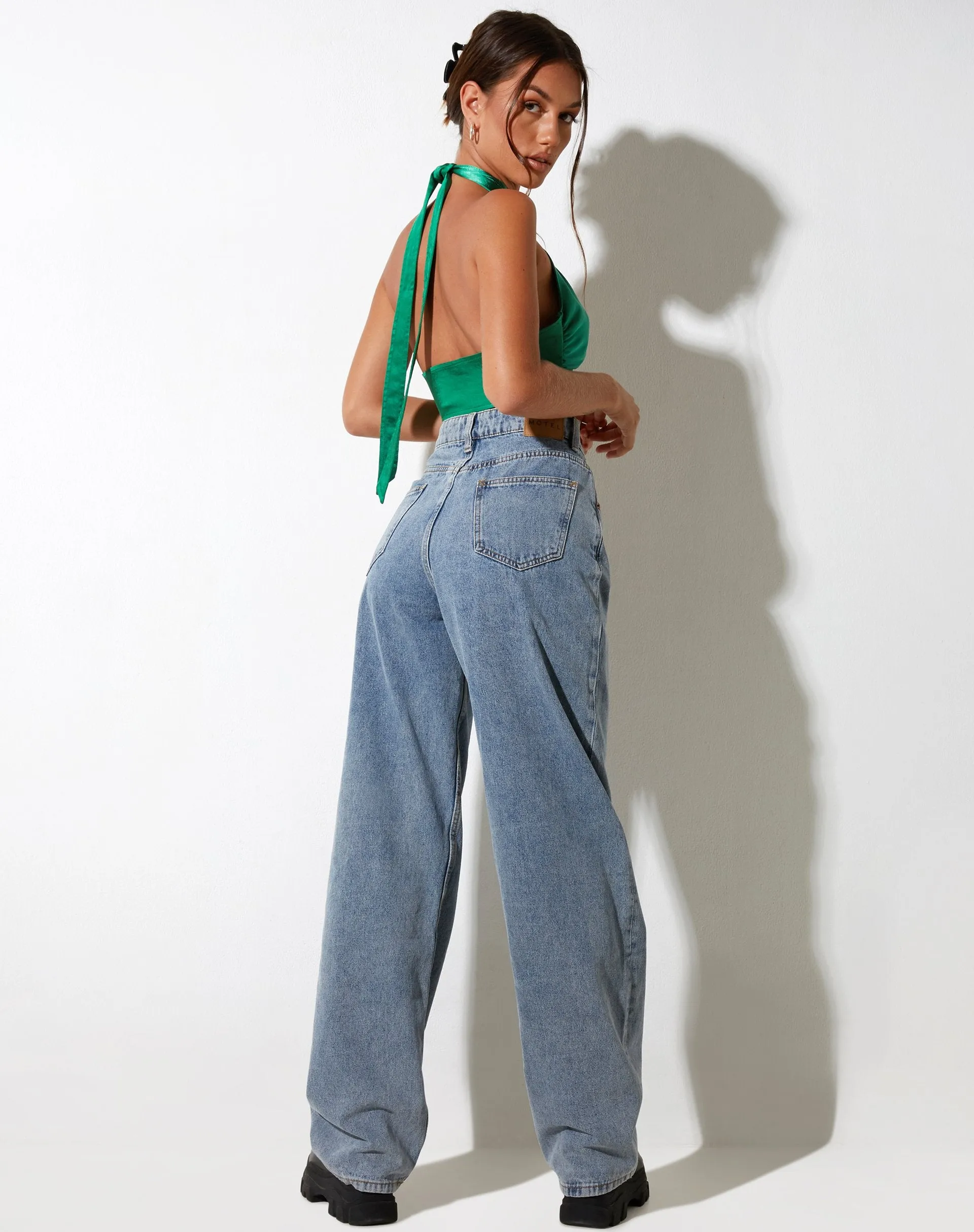 Selenda Crop Top in Satin Kelly Green sold by Motel Rocks product image thumbnail 4