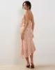 Rans Waterfall Hem Chiffon Midi Skirt in Peach Cherry Blossom sold by Motel Rocks