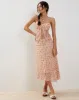 Rans Waterfall Hem Chiffon Midi Skirt in Peach Cherry Blossom sold by Motel Rocks